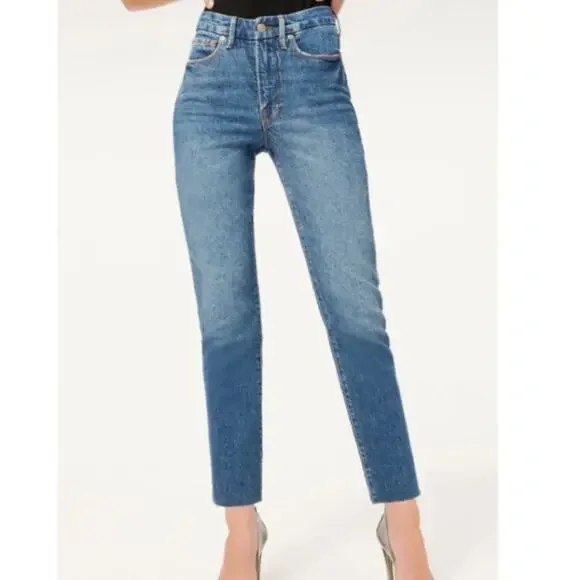 NEW Good American Good Classic Raw Hem High Waisted Slim Jean